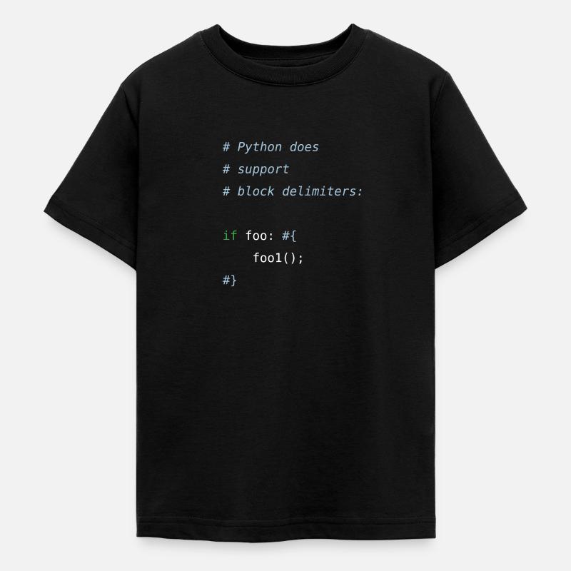 Python-kode | blokafgrænsere Programmør Humor - Teenager-T-shirt - sort