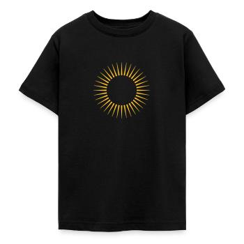 Rays,wreath, sun, your design, frame, text - Teenage T-Shirt - black - Front - AI Model Teenager Male light (155cm)