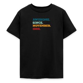 Anniversaire Novembre 1989 Né Année de naissance - T-shirt Ado - noir - Devant - AI Model Teenager Male light (155cm)