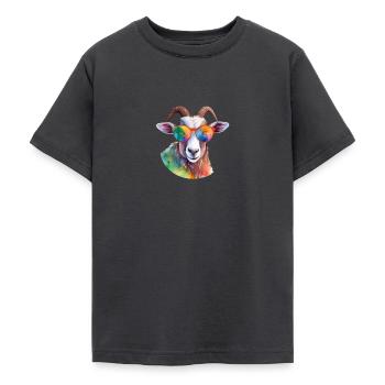 Chèvre colorée cool avec des lunettes de soleil - T-shirt Ado - charbon - Devant - AI Model Teenager Male light (155cm)