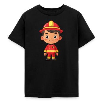 Héros en rouge le pompier - T-shirt Ado - noir - Devant - AI Model Teenager Male light (155cm)
