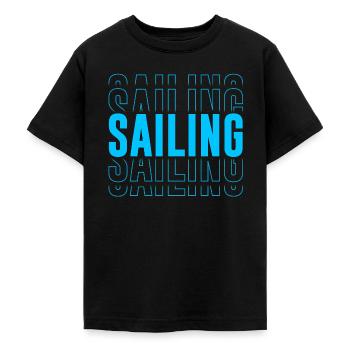 Sailing Typography - Text Stacked - Teenage T-Shirt - black - Front - AI Model Teenager Male light (155cm)