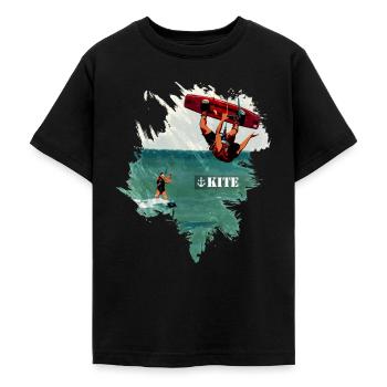 Kite Boarding | Kiten | Kite Surfing - Teenager T-Shirt - Schwarz - Vorne - AI Model Teenager Male light (155cm)