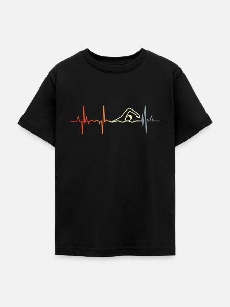 Schwimmer Herzlinie - Teenager T-Shirt - Schwarz