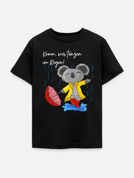 Niedlicher Koala mit Regenschirm - Teenager T-Shirt - Schwarz