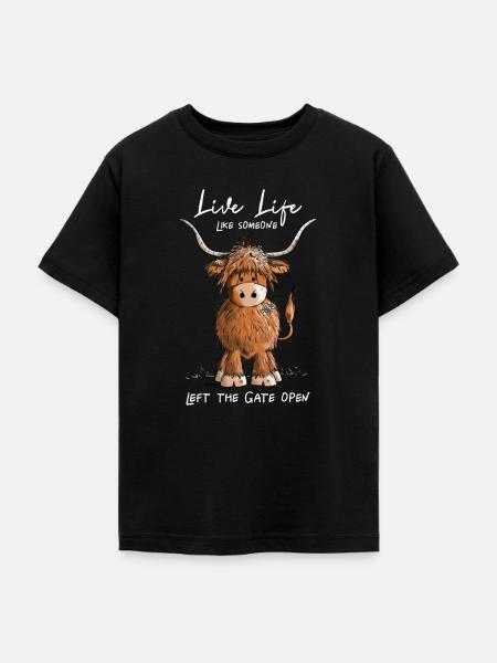 Schottisches Hochlandrind - Teenager T-Shirt - Schwarz