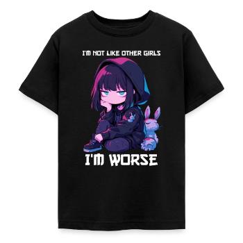Niet zoals andere meisjes Anime Meisje Kawaii Edgy Goth - Teenager T-shirt - zwart - Voor - AI Model Teenager Male light (155cm)