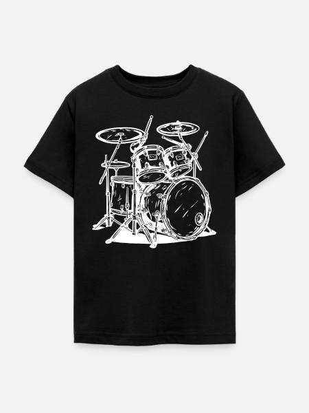 Drumkit Line Art - Teenager T-Shirt - Schwarz