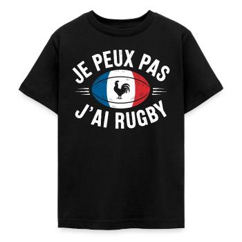je peux pas j ai rugby - T-shirt Ado - noir - Devant - AI Model Teenager Male light (155cm)