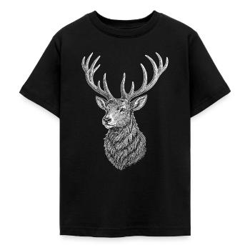 Hirsch - Teenager T-Shirt - Schwarz - Vorne - AI Model Teenager Male light (155cm)