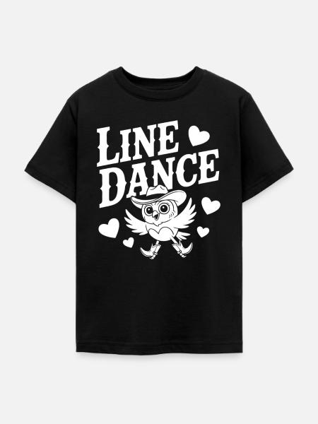 Verspieltes Linedance Design mit Eule - Teenager T-Shirt - Schwarz