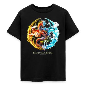 Elemental Chimera – Fire & Water Dragon  - Teenager T-Shirt - Schwarz - Vorne - AI Model Teenager Male light (155cm)