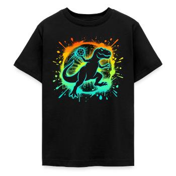 Handballer T-Rex Grafik Kinder Teenager Lustig - Teenager T-Shirt - Schwarz - Vorne - AI Model Teenager Male light (155cm)