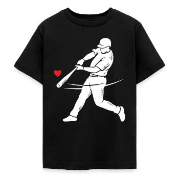 Baseball Schlagmann Silhouette Herz - Teenager T-Shirt - Schwarz - Vorne - AI Model Teenager Male light (155cm)