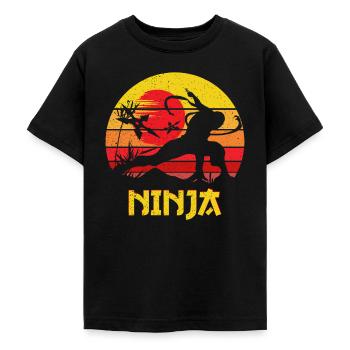 Sunset Ninja Silhouette - Teenager T-Shirt - Schwarz - Vorne - AI Model Teenager Male light (155cm)