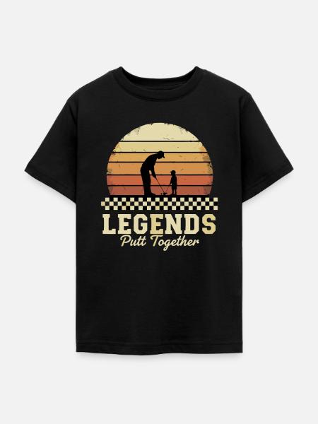Golf Vater Kind Putt Legende - Teenager T-Shirt - Schwarz