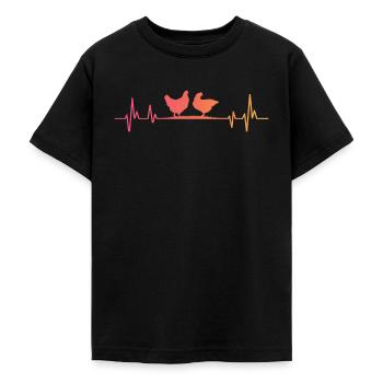 Hennen-Sonnenuntergangs-Herzschlag-Hennen - Teenager T-Shirt - Schwarz - Vorne - AI Model Teenager Male light (155cm)