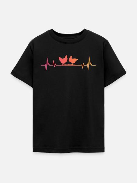 Hennen-Sonnenuntergangs-Herzschlag-Hennen - Teenager T-Shirt - Schwarz