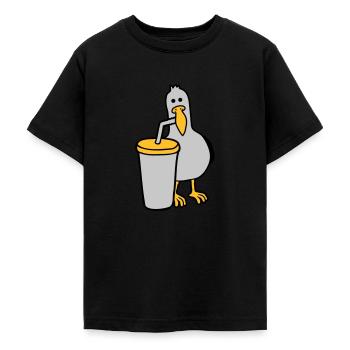 Möwe trinkt Cola Getränk - Teenager T-Shirt - Schwarz - Vorne - AI Model Teenager Male light (155cm)
