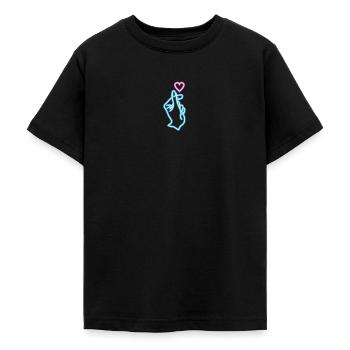 Saranghae Hand Finger Herz K-Pop - Teenager T-Shirt - Schwarz - Vorne - AI Model Teenager Male light (155cm)