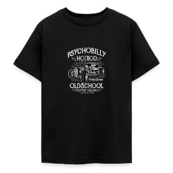 PSYCHOBILLY HOTROD - Hotrod Shirt Design - T-shirt Ado - noir - Devant - AI Model Teenager Male light (155cm)