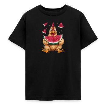 Süßes Huhn isst Wassermelonenfrucht Sommer - Teenager T-Shirt - Schwarz - Vorne - AI Model Teenager Male light (155cm)