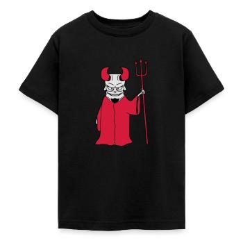 Mr underworld coat Trident evil Satan grin - Teenage T-Shirt - black - Front - AI Model Teenager Male light (155cm)