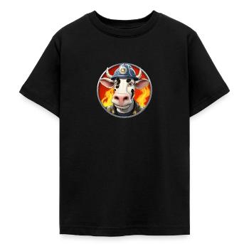 Vache de pompiers - T-shirt Ado - noir - Devant - AI Model Teenager Male light (155cm)
