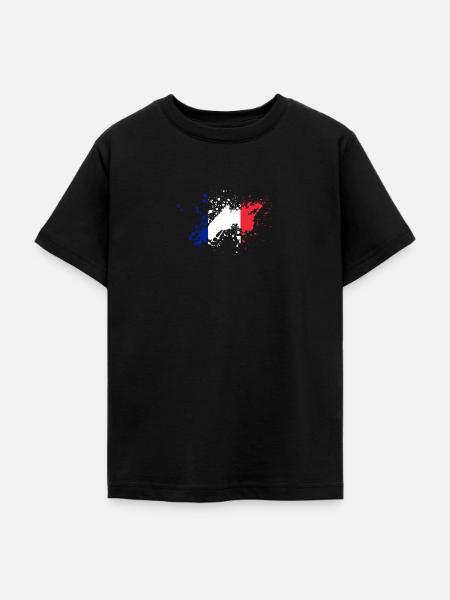 Frankreich Flagge Klecks - Teenager T-Shirt - Schwarz