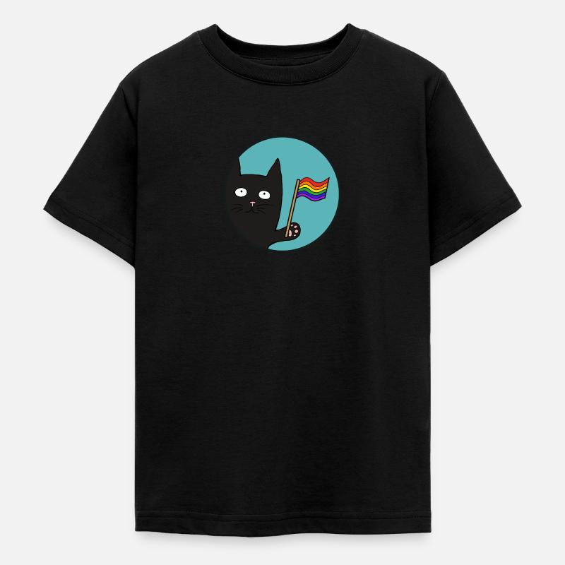 Chat Black Pride - T-shirt Ado - noir