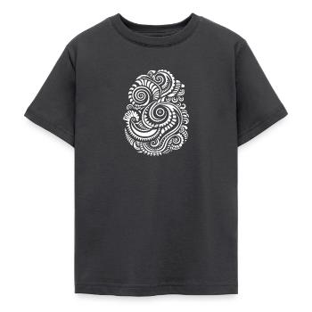 Ausdrucksstarke Maori Tattoo Kunst - Wellenmuster - Teenager T-Shirt - Dunkelgrau - Vorne - AI Model Teenager Male light (155cm)