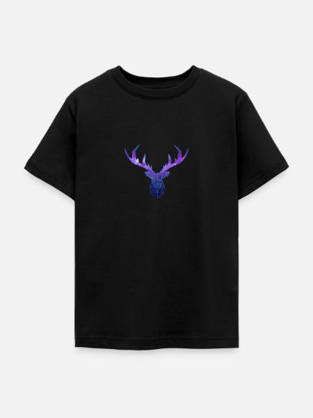Cerf Low Poly Cosmos - Teenager T-Shirt - Schwarz