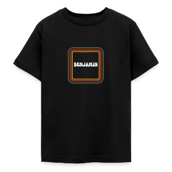 Prénom rétro Benjamin - T-shirt Ado - noir - Devant - AI Model Teenager Male light (155cm)