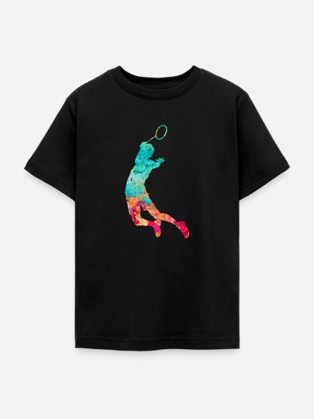Badminton PopArt - Teenager T-Shirt - Schwarz