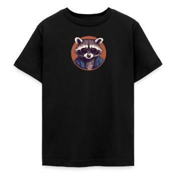 raccoon sunglasses dandruff ringtail - Teenage T-Shirt - black - Front - AI Model Teenager Male light (155cm)