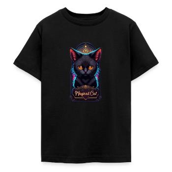 Schwarze Katze und Magie - Teenager T-Shirt - Schwarz - Vorne - AI Model Teenager Male light (155cm)