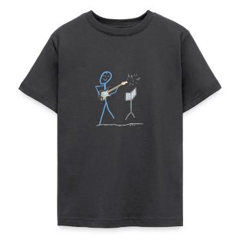 E Guitar Stick Figure Bass Music Rock - T-shirt Ado - charbon - Devant - AI Model Teenager Male light (155cm)
