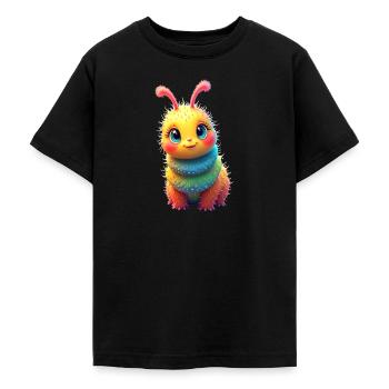 Chenille coloré mignon mignon - T-shirt Ado - noir - Devant - AI Model Teenager Male light (155cm)