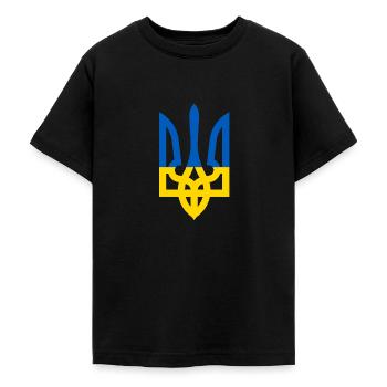 Ukraine Wappen Flagge Fahne cool Landesfarben - Teenager T-Shirt - Schwarz - Vorne - AI Model Teenager Male light (155cm)
