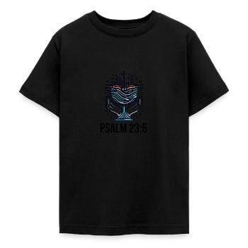 Calice débordant Psaume 23 :5 Chrétien - T-shirt Ado - noir - Devant - AI Model Teenager Male light (155cm)