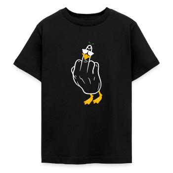 Gans Middelvinger Humor - Teenager T-shirt - zwart - Voor - AI Model Teenager Male light (155cm)