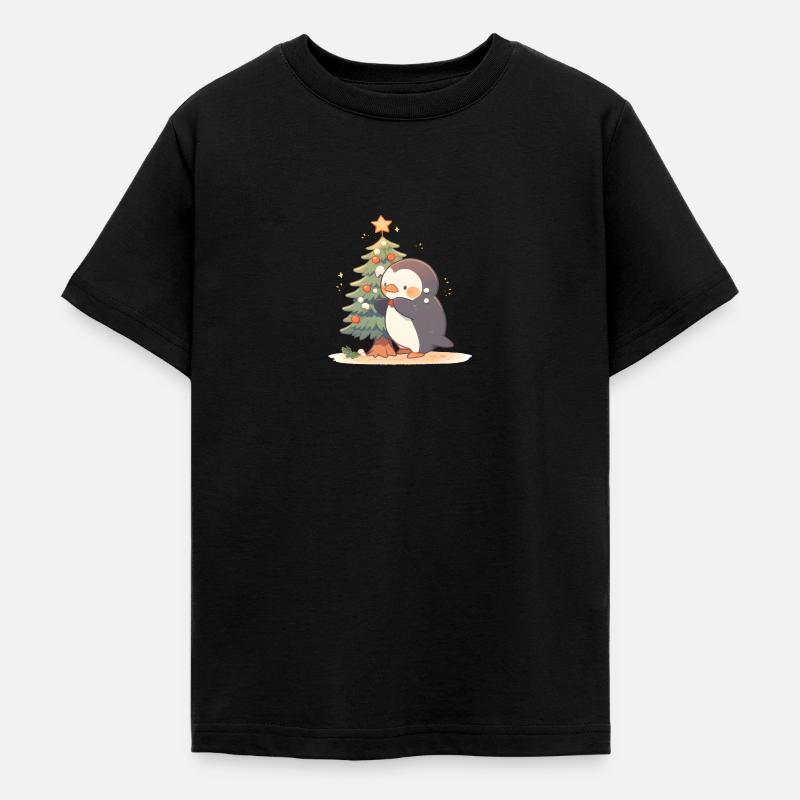 Pingouin sapin de Noël - T-shirt Ado - noir