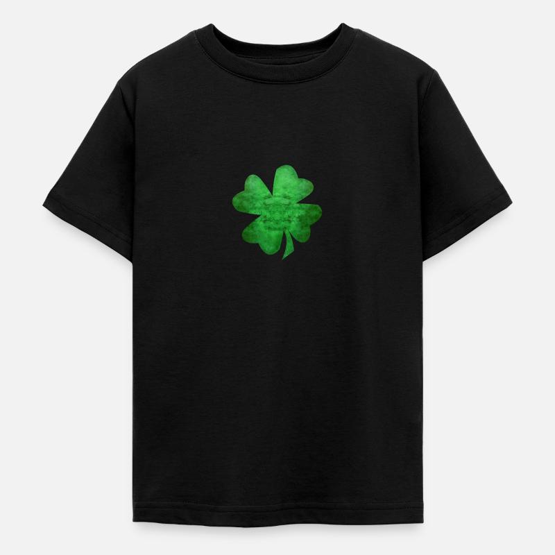 Trèfle à quatre feuilles vert - T-shirt Ado - noir