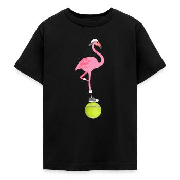 Flamant rose de tennis - T-shirt Ado - noir - Devant - AI Model Teenager Male light (155cm)