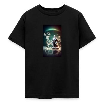 Renne avec Père Noël futuriste - T-shirt Ado - noir - Devant - AI Model Teenager Male light (155cm)
