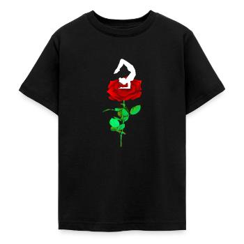 Danseuse de yoga sur rose rouge, Namaste - T-shirt Ado - noir - Devant - AI Model Teenager Male light (155cm)