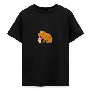 Capybara Eiscreme - Teenager T-Shirt - Schwarz - Vorne - AI Model Teenager Male light (155cm)