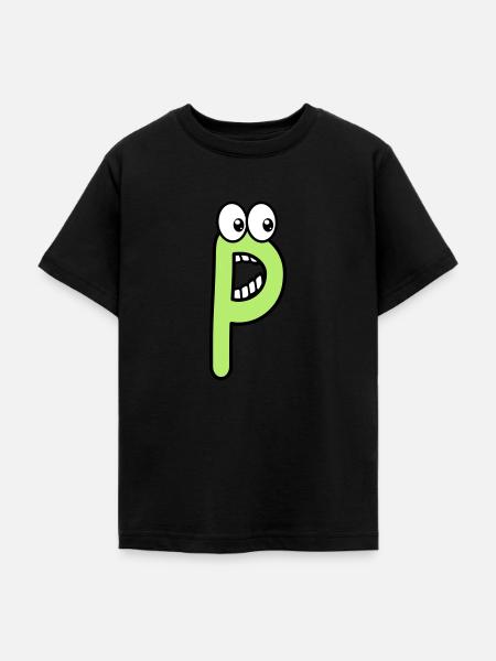 P - letter P with eyes 👀 - Teenage T-Shirt - black