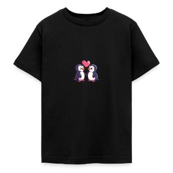 Pinguin Paar Liebe Valentinstag - Teenager T-Shirt - Schwarz - Vorne - AI Model Teenager Male light (155cm)