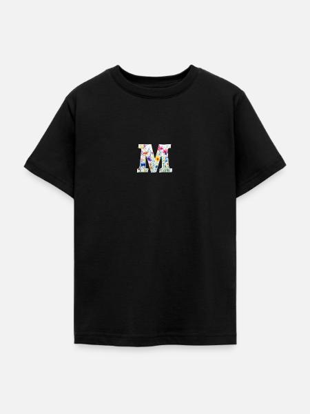Letter M, Monogram, Animal Pattern - Teenage T-Shirt - black